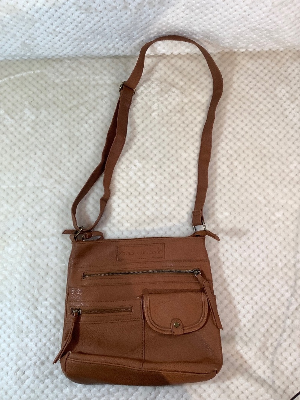 American Eagle Brown Crossbody Shoulder Purse Bag With Adjustable Strap